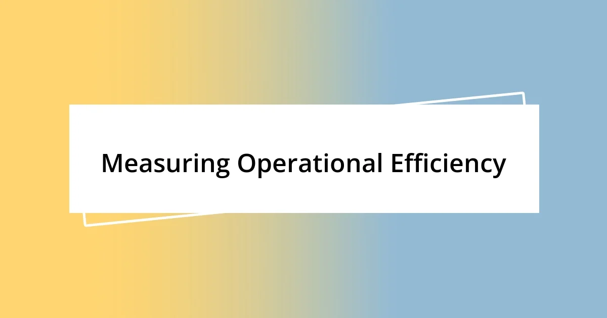 Measuring Operational Efficiency